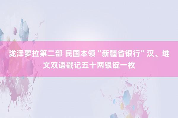 泷泽萝拉第二部 民国本领“新疆省银行”汉、维文双语戳记五十两银锭一枚