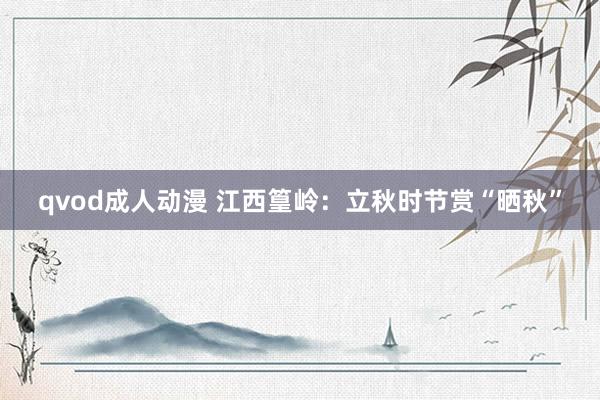 qvod成人动漫 江西篁岭：立秋时节赏“晒秋”