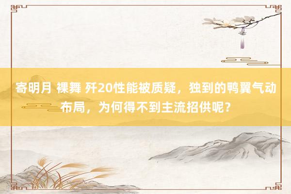 寄明月 裸舞 歼20性能被质疑，独到的鸭翼气动布局，为何得不到主流招供呢？