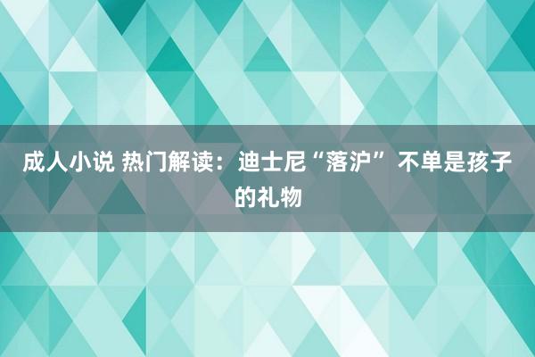 成人小说 热门解读：迪士尼“落沪” 不单是孩子的礼物