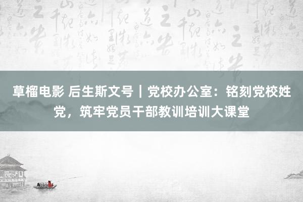 草榴电影 后生斯文号｜党校办公室：铭刻党校姓党，筑牢党员干部教训培训大课堂