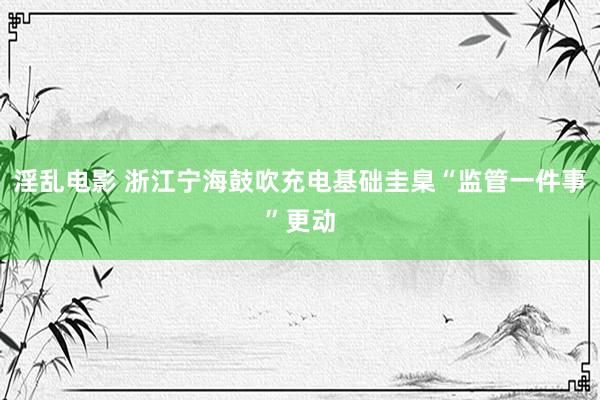 淫乱电影 浙江宁海鼓吹充电基础圭臬“监管一件事”更动