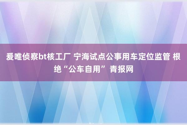 爰唯侦察bt核工厂 宁海试点公事用车定位监管 根绝“公车自用” 青报网